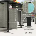 Outdoor Pool Towel Storage Cabinet Organizer, Pool Towel Holder with Shelf and Cabinet, Pool Valet with Weather-Resistant PE Rattan and Steel Frame, Gray - Image 6