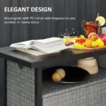 Outdoor Pool Towel Storage Cabinet Organizer, Pool Towel Holder with Shelf and Cabinet, Pool Valet with Weather-Resistant PE Rattan and Steel Frame, Gray - Image 7