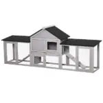 PawHut Outdoor Rabbit House 83" 2 Story Deluxe XL Wooden Rabbit Hutch Big Bunny Cage with Ladder and Run, Gray - Image 11