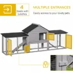 PawHut Outdoor Rabbit House 83" 2 Story Deluxe XL Wooden Rabbit Hutch Big Bunny Cage with Ladder and Run, Gray - Image 4