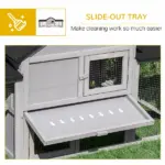 PawHut Outdoor Rabbit House 83" 2 Story Deluxe XL Wooden Rabbit Hutch Big Bunny Cage with Ladder and Run, Gray - Image 6