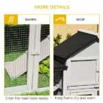 PawHut Outdoor Rabbit House 83" 2 Story Deluxe XL Wooden Rabbit Hutch Big Bunny Cage with Ladder and Run, Gray - Image 7