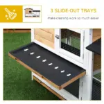 PawHut Outdoor Rabbit Hutch 2-Story Wooden Bunny Cage with Ramp Weatherproof Roof Yellow - Image 6