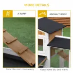 PawHut Outdoor Rabbit Hutch 2-Story Wooden Bunny Cage with Ramp Weatherproof Roof Yellow - Image 7