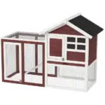 Outdoor Rabbit Hutch 48 Inch Bunny Cage with Waterproof Roof Run Removable Tray Ramp Brown - Image 11