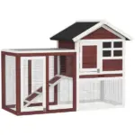 Outdoor Rabbit Hutch 48 Inch Bunny Cage with Waterproof Roof Run Removable Tray Ramp Brown