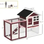 Outdoor Rabbit Hutch 48 Inch Bunny Cage with Waterproof Roof Run Removable Tray Ramp Brown - Image 3