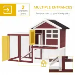 Outdoor Rabbit Hutch 48 Inch Bunny Cage with Waterproof Roof Run Removable Tray Ramp Brown - Image 5