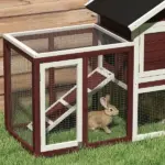 Outdoor Rabbit Hutch 48 Inch Bunny Cage with Waterproof Roof Run Removable Tray Ramp Brown - Image 8
