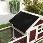 Outdoor Rabbit Hutch 48 Inch Bunny Cage with Waterproof Roof Run Removable Tray Ramp Brown - Image 9