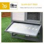 Outdoor Rabbit Hutch Wooden Bunny Cage Guinea Pig House with Run Area Removable Tray Asphalt Roof Lockable Doors Ramp Gray - Image 6
