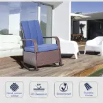 Outdoor Rattan Chair Patio Recliner with with Soft Cushion, Adjustable Footrest, Blue - Image 4