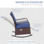 Outdoor Rattan Chair Patio Recliner with with Soft Cushion, Adjustable Footrest, Blue - Image 5