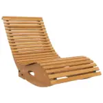 Outsunny Outdoor Rocking Chair with Slatted Seat Wooden 51.25" x 23.5" x 23.5" Teak for Relaxing Outdoors - Image 11