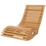 Outsunny Outdoor Rocking Chair with Slatted Seat Wooden 51.25" x 23.5" x 23.5" Teak for Relaxing Outdoors