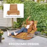 Outsunny Outdoor Rocking Chair with Slatted Seat Wooden 51.25" x 23.5" x 23.5" Teak for Relaxing Outdoors - Image 5