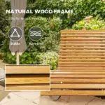 Outsunny Outdoor Rocking Chair with Slatted Seat Wooden 51.25" x 23.5" x 23.5" Teak for Relaxing Outdoors - Image 6