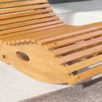 Outsunny Outdoor Rocking Chair with Slatted Seat Wooden 51.25" x 23.5" x 23.5" Teak for Relaxing Outdoors - Image 8