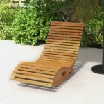 Outsunny Outdoor Rocking Chair with Slatted Seat Wooden 51.25" x 23.5" x 23.5" Teak for Relaxing Outdoors - Image 10
