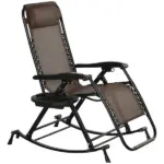 Outdoor Rocking Chairs, Foldable Reclining Zero Gravity Lounge Rocker with Pillow, Cup and Phone Holder, Combo Design with Folding Legs, Brown - Image 14