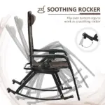 Outdoor Rocking Chairs, Foldable Reclining Zero Gravity Lounge Rocker with Pillow, Cup and Phone Holder, Combo Design with Folding Legs, Brown - Image 8
