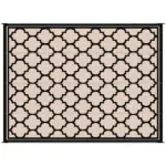 Outsunny Outdoor Rug 9x12 Modern Reversible Folding Plastic Four Straps for Backyard Deck Picnic Camping Black Beige - Image 14