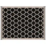 Outsunny Outdoor Rug 9x12 Modern Reversible Folding Plastic Four Straps for Backyard Deck Picnic Camping Black Beige