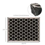 Outsunny Outdoor Rug 9x12 Modern Reversible Folding Plastic Four Straps for Backyard Deck Picnic Camping Black Beige - Image 3