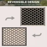 Outsunny Outdoor Rug 9x12 Modern Reversible Folding Plastic Four Straps for Backyard Deck Picnic Camping Black Beige - Image 6