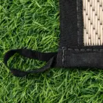 Outsunny Outdoor Rug 9x12 Modern Reversible Folding Plastic Four Straps for Backyard Deck Picnic Camping Black Beige - Image 10
