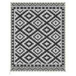 Outsunny Outdoor Rug Carpet Reversible Plastic Straw Rug with LED Lights Black and White 10' x 8' for Patio