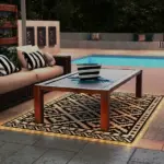 Outsunny Outdoor Rug Carpet Reversible Plastic Straw Rug with LED Lights Black and White 10' x 8' for Patio - Image 10