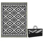 Outsunny Outdoor Rug Carpet Reversible Plastic Straw Rug with LED Lights Black and White 12' x 9' for Patio - Image 11
