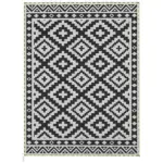 Outsunny Outdoor Rug Carpet Reversible Plastic Straw Rug with LED Lights Black and White 12' x 9' for Patio
