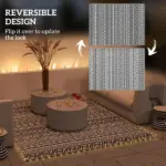 Outsunny Outdoor Rug Carpet with USB Lights Reversible Patio Rug with Carry Bag for Camping 12' x 9' - Image 5