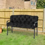 Outsunny Outdoor Seat Pads 3 Seater Bench Swing Chair Replacement Cushions Backrest Black - Image 2