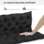 Outsunny Outdoor Seat Pads 3 Seater Bench Swing Chair Replacement Cushions Backrest Black - Image 5