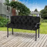 Outsunny Outdoor Seat Pads 3 Seater Bench Swing Chair Replacement Cushions Backrest Black - Image 10