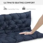Outsunny Outdoor Seat Pads 3 Seater Bench Swing Chair Replacement Cushions Backrest Dark Blue - Image 5