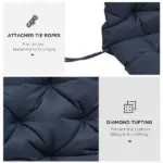 Outsunny Outdoor Seat Pads 3 Seater Bench Swing Chair Replacement Cushions Backrest Dark Blue - Image 7