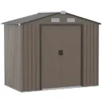 Outdoor Shed 7 x 4 Brown Garden Storage Organizer with Vents Sliding Doors for Patio Lawn - Image 11