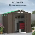 Outdoor Shed 7 x 4 Brown Garden Storage Organizer with Vents Sliding Doors for Patio Lawn - Image 4