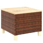 Outsunny Outdoor Side Table with PE Rattan, Patio End Table with Natural Fir Wood Tabletop and Legs - Image 11