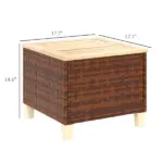Outsunny Outdoor Side Table with PE Rattan, Patio End Table with Natural Fir Wood Tabletop and Legs - Image 3