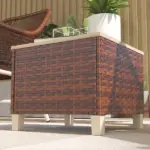 Outsunny Outdoor Side Table with PE Rattan, Patio End Table with Natural Fir Wood Tabletop and Legs - Image 9