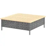 Outsunny Outdoor Side Table with PE Rattan, Patio End Table with Natural Fir Wood Top, Weather Resistant Accent Table for Patio Pool Porch, Gray - Image 11