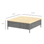 Outsunny Outdoor Side Table with PE Rattan, Patio End Table with Natural Fir Wood Top, Weather Resistant Accent Table for Patio Pool Porch, Gray - Image 3