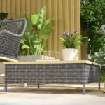 Outsunny Outdoor Side Table with PE Rattan, Patio End Table with Natural Fir Wood Top, Weather Resistant Accent Table for Patio Pool Porch, Gray - Image 9