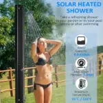 Outdoor Solar Heated Shower 9.2 Gallon with Rotating Head Black for Pool Patio - Image 4