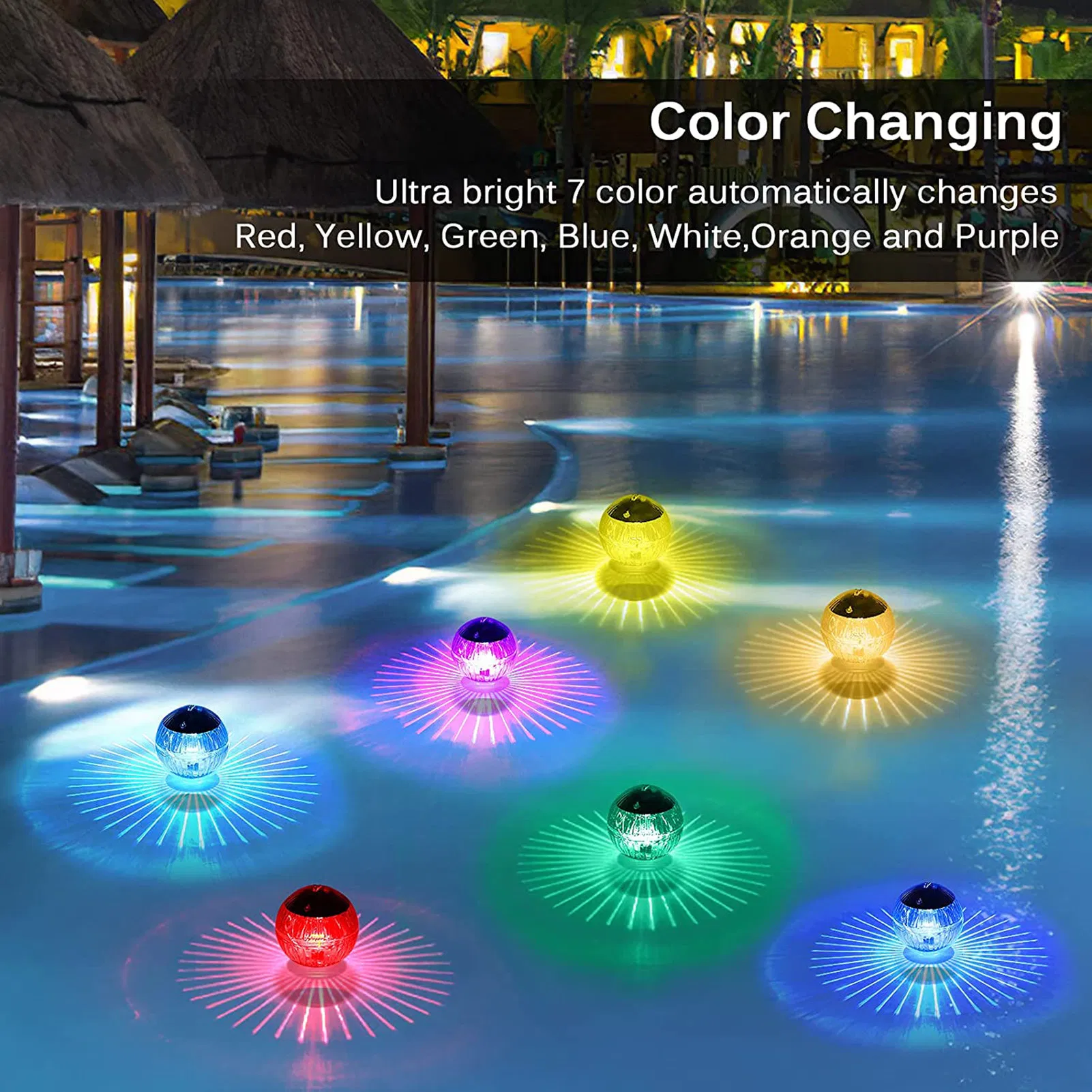 Solar Floating RGB LED Pond Pool Light with Color Changing Rotation